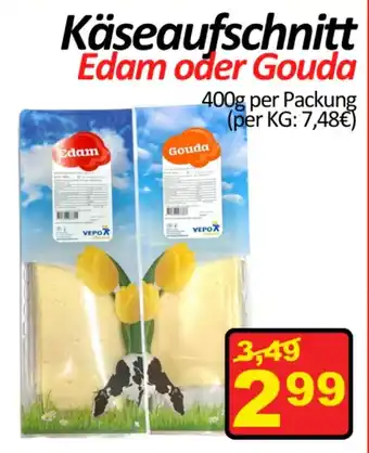 Wurstico Käseaufschnitt Edam oder Gouda 400g Angebot