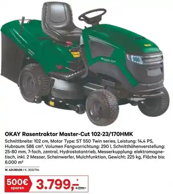Lagerhaus OKAY Rasentraktor Master-Cut 102-23/170HMK Angebot