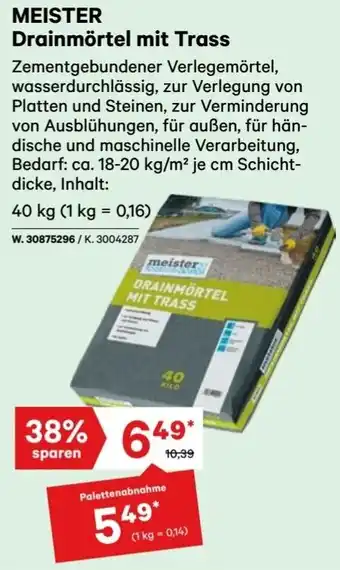 Lagerhaus MEISTER Drainmörtel mit Trass 40kg Angebot