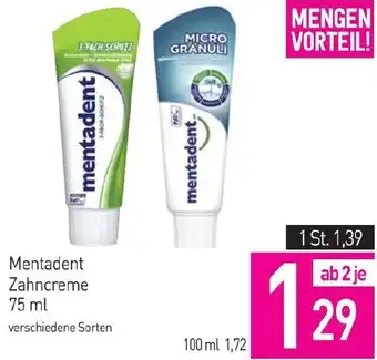 Sutterlüty Mentadent Zahncreme 75 ml Angebot