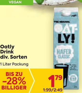 Billa Oatly Drink Div. Sorten 1 Liter Angebot