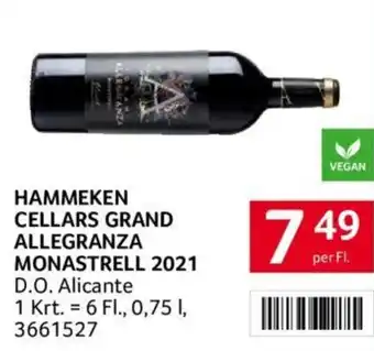 Transgourmet HAMMEKEN CELLARS GRAND ALLEGRANZA MONASTRELL 2021 0.75L Angebot