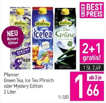 Sutterlüty Pfanner Green Tea, Ice Tea Pfirsich oder Mystery Edition 2 Liter Angebot