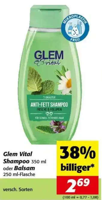 Nah&Frisch Glem Vital Shampoo 350 ml oder Balsam 250 ml-Flasche Angebot