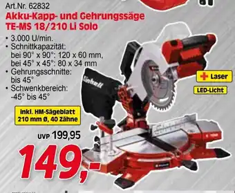 Zgonc Akku-Kapp- und Gehrungssäge TE-MS 18/210 Li Solo Angebot