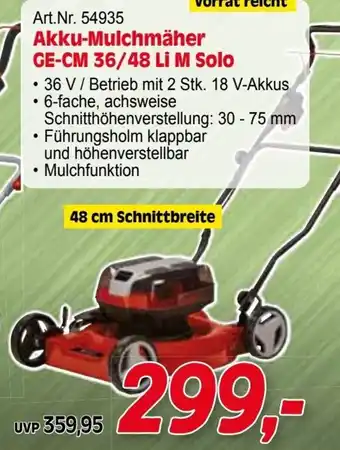 Zgonc Akku-Mulchmäher GE-CM 36/48 Li M Solo Angebot