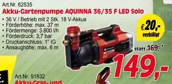 Zgonc Akku-Gartenpumpe AQUINNA 36/35 F LED Solo Angebot
