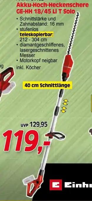 Zgonc Akku-Hoch-Heckenschere GE-HH 18/45 Li T Solo Angebot