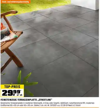 OBI FEINSTEINZEUG TERRASSENPLATTE STREETLINE Angebot