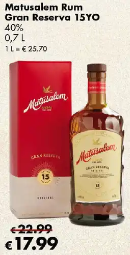 Travel FREE Matusalem Rum Gran Reserva 15YO 0.7L Angebot