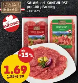 PENNY SALAMI od. KANTWURST 100g Angebot