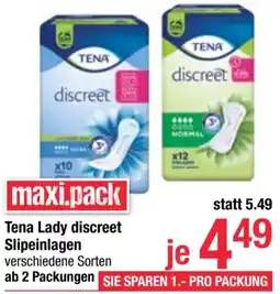 Maximarkt Tena Lady discreet Slipeinlagen Angebot