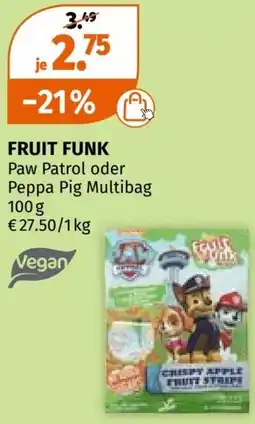 Müller FRUIT FUNK Paw Patrol oder Peppa Pig Multibag 100g Angebot