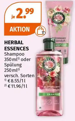 Müller HERBAL ESSENCES Shampoo 350 ml oder Spülung 250ml Angebot