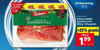 Lidl Schwarzwälder Schinken P.G.I. 200g + 50 g Gratis 250g Angebot