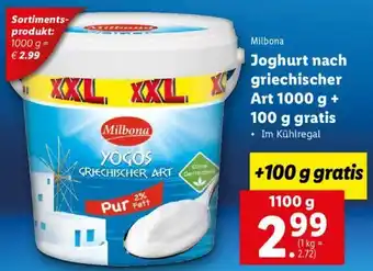 Lidl Joghurt Nach Griechischer Art 1000 g + 100 g Angebot