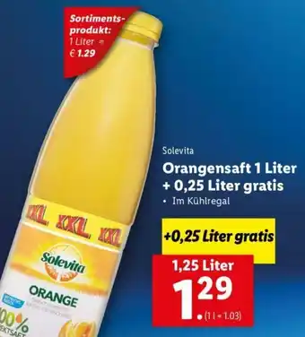 Lidl Orangensaft 1 Liter + 0,25 Liter Gratis Angebot