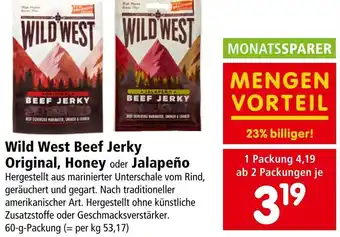 Interspar Wild West Beef Jerky Original, Honey oder Jalapeño Angebot
