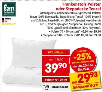 Interspar Frankenstolz Polster oder Steppdecke Tencel Angebot