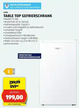 Hofer TABLE TOP GEFRIERSCHRANK Angebot