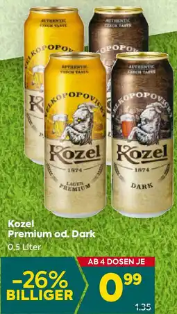 Billa Kozel Premium od. Dark 0,5 Liter Angebot