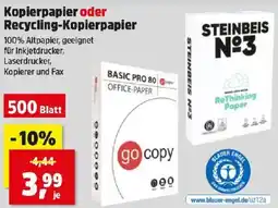 Kopierpapier oder Recycling-Kopierpapier
