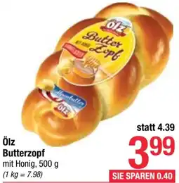 Maximarkt Ölz Butterzopf mit Honig, 500g Angebot