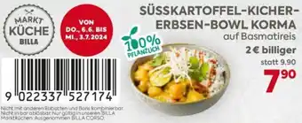 Billa SÜSSKARTOFFEL-KICHER- ERBSEN-BOWL KORMA Angebot