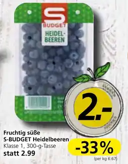 Strasser Markt Fruchtig süße S-BUDGET Heidelbeeren 300g Angebot