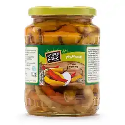 Hofer Nature's Gold Pfefferoni Mild oder Scharf HOFER 600 Gramm 1 Glas Angebot