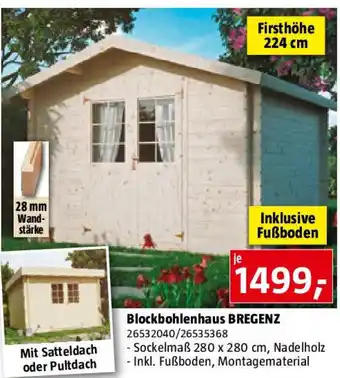 Bauhaus Blockbohlenhaus BREGENZ Angebot