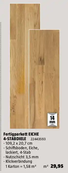 Bauhaus Fertigparkett EICHE 4-STABDIELE Angebot