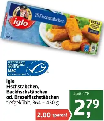 ADEG Iglo Fischstäbchen Backfischstäbchen 364-450 g Angebot
