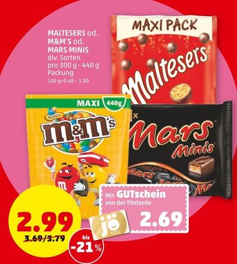 PENNY Maltesers Od. M&M's Od Mars Minis 300g-440 g Angebot