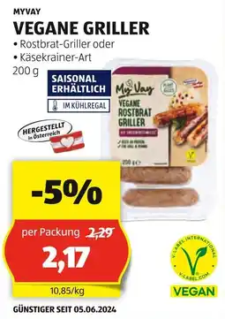 Hofer MYVAY VEGANE GRILLER 200g Angebot