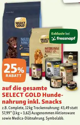 Fressnapf auf die gesamte SELECT GOLD Hunde- nahrung inkl. Snacks Angebot