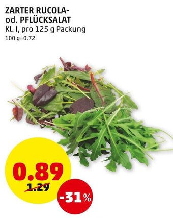 PENNY Zarter Rucola Od. Pflücksalat 125 g Angebot