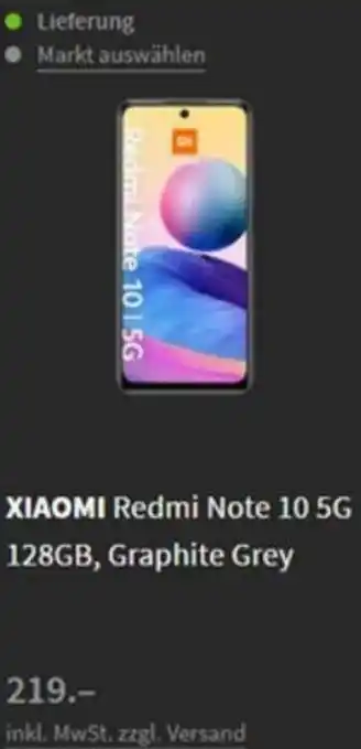 Media Markt Xiaomi Redmi Note 10 5G 128Gb Graphite Grey Angebot