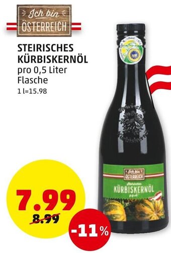 PENNY Steirisches Kürbiskernöl 0,5 Liter Angebot