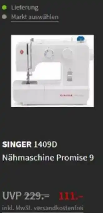 Media Markt Singer 1409D Nähmaschine Promise 9 Angebot