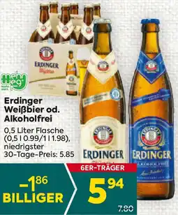 Billa Erdinger Weißbier od. Alkoholfrei 0.5 Liter Angebot