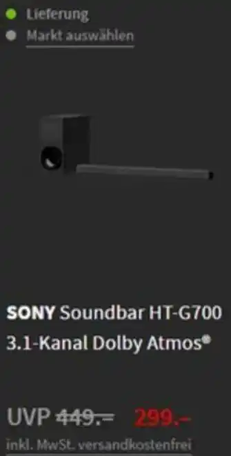 Media Markt Sony Soundbar HT-G700 3.1-Kanal Dolby Atmos Angebot