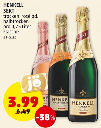 PENNY Henkell Sekt 0,75 Liter Angebot