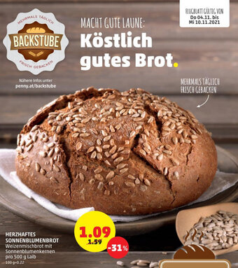 PENNY Herzhaftes Sonnenblumenbrot 500g Angebot
