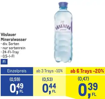 Metro Vöslauer Mineralwasser 0.5 l Angebot