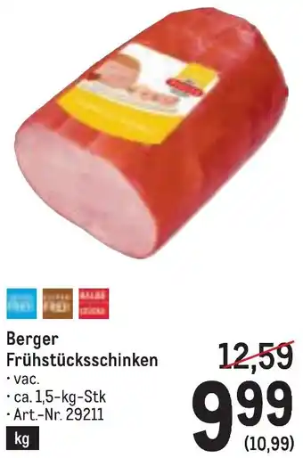 Metro Berger Frühstücksschinken Angebot