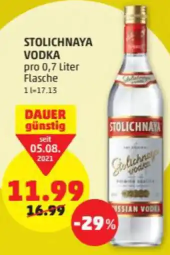 PENNY Stolichnaya Vodka 0,7 Liter Angebot