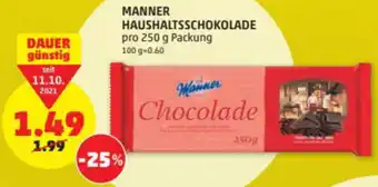 PENNY Manner Haushaltsschokolade 250g Angebot