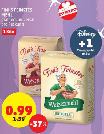 PENNY Fini's Feinstes Mehl 1 Kilo Angebot