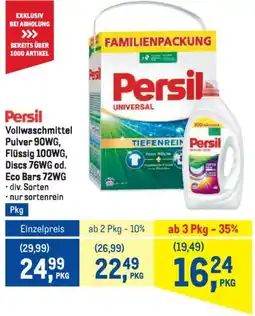 Metro Vollwaschmittel Pulver 90WG, Flüssig 100WG, Discs 76WG od. Eco Bars 72WG Angebot